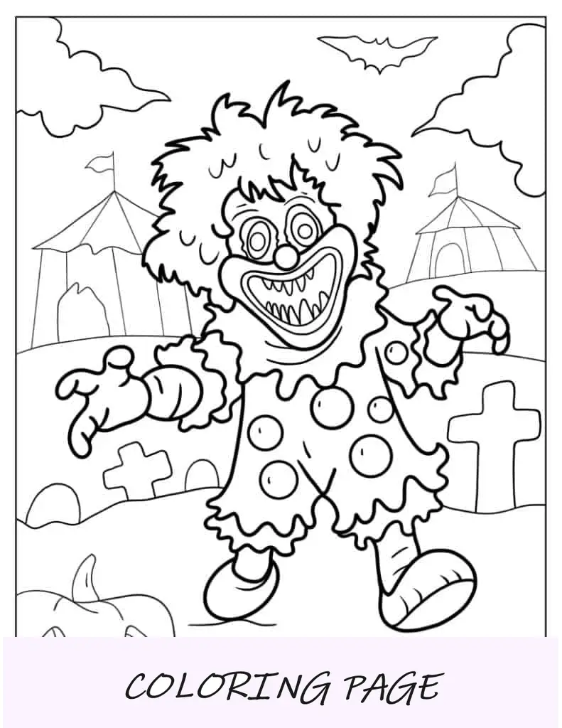Monstro palhaço saindo do circo