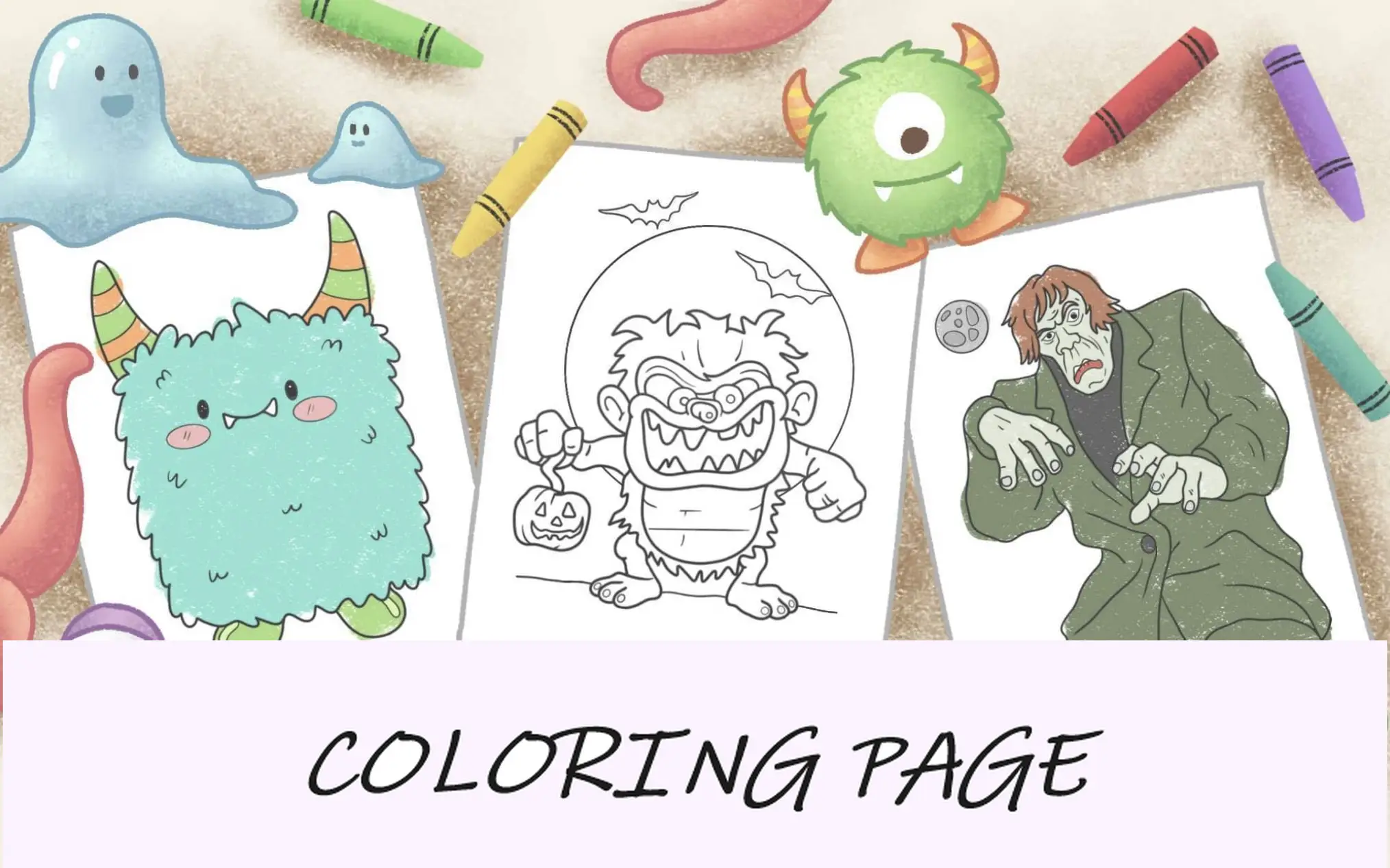 imagem de recurso de páginas para colorir de monstros