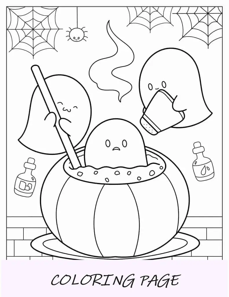 Abóbora fofa de Halloween Kawaii para colorir