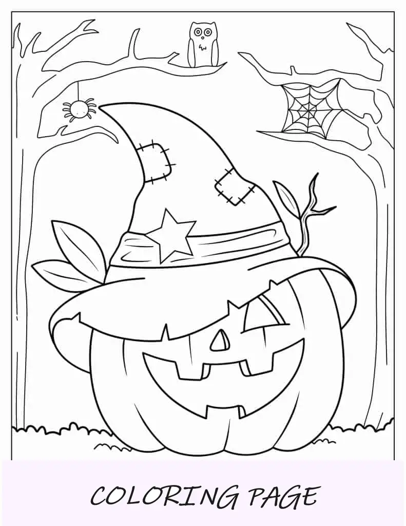 Abóbora de Halloween fácil à meia-noite para colorir