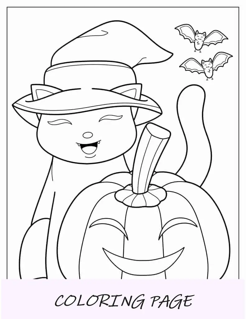 Lanterna Jack O com gato preto para colorir