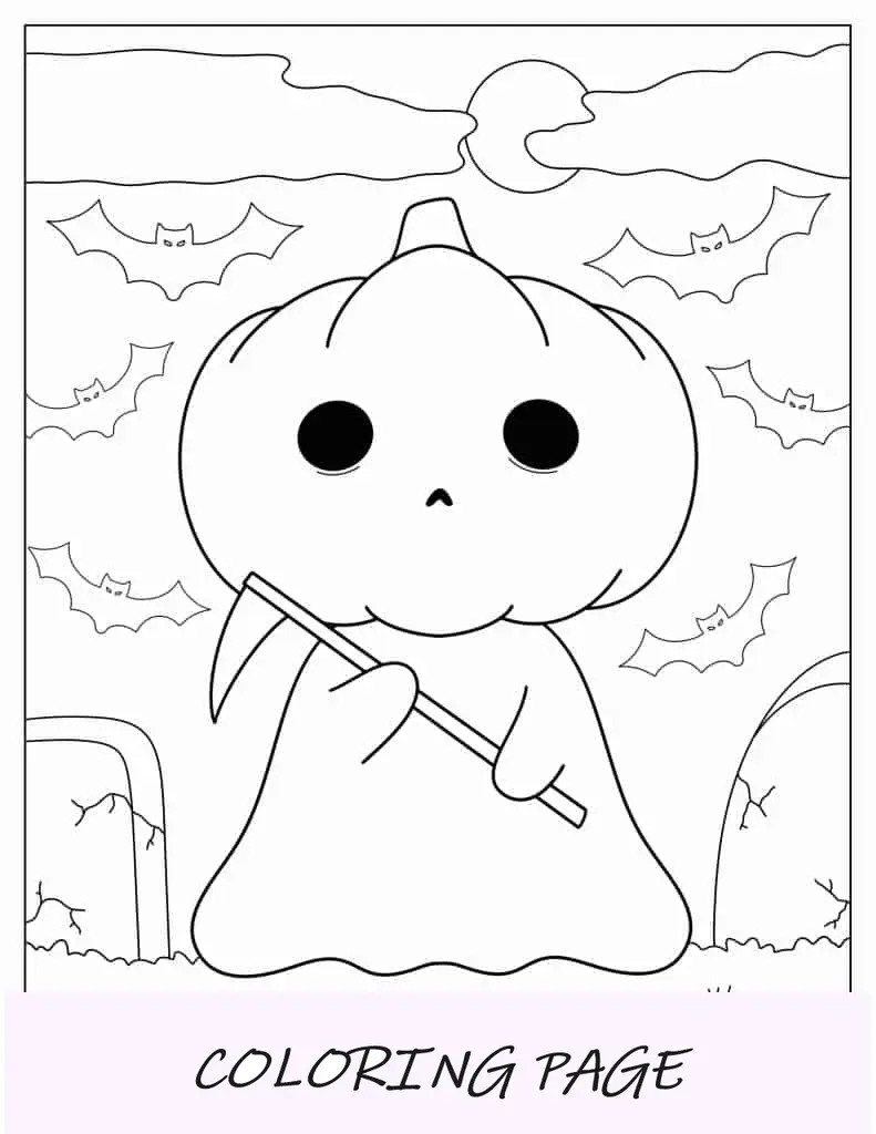 Fantasma de abóbora Kawaii para colorir