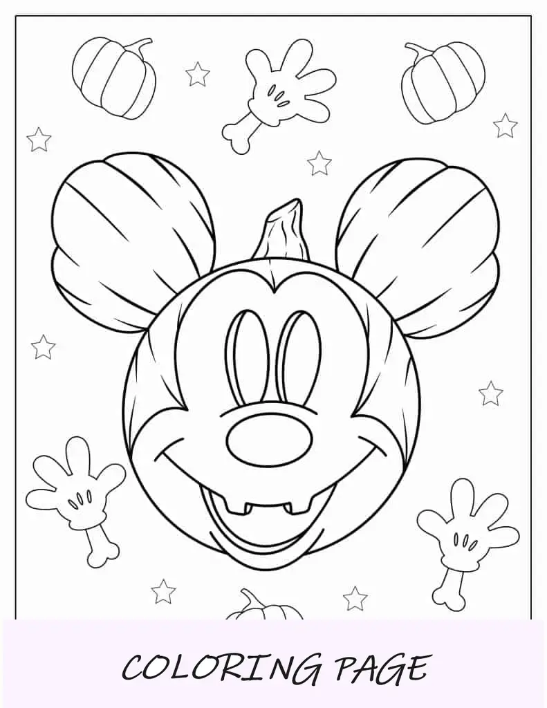 Lanterna Jack O com tema do Mickey Mouse para colorir