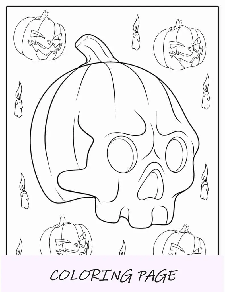 Lanterna Jack O em formato de caveira para colorir