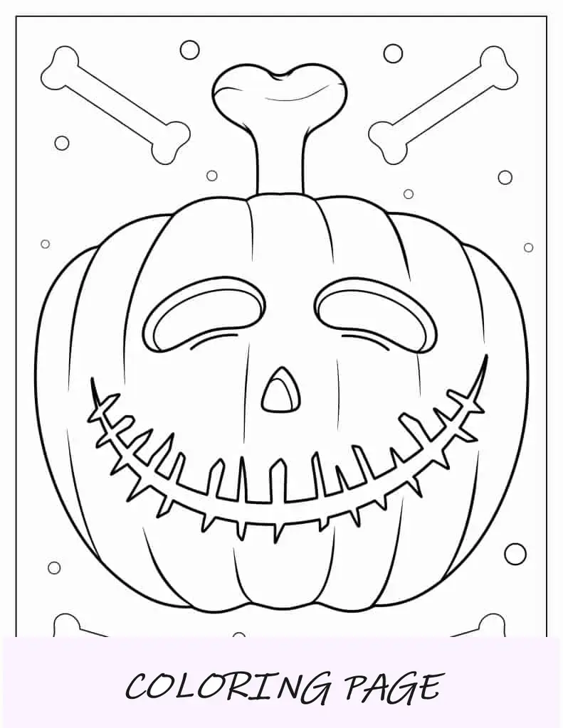 Jack O Lantern de aparência assustadora com ossos