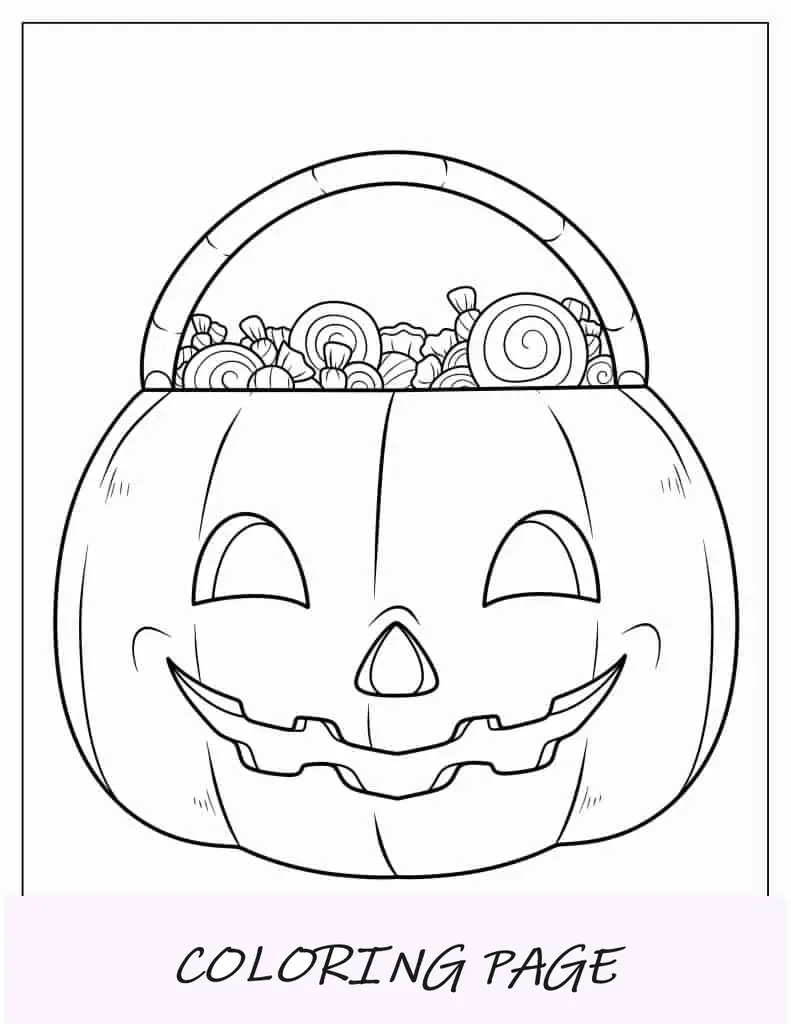 Doces ou travessuras de abóbora com doces para colorir