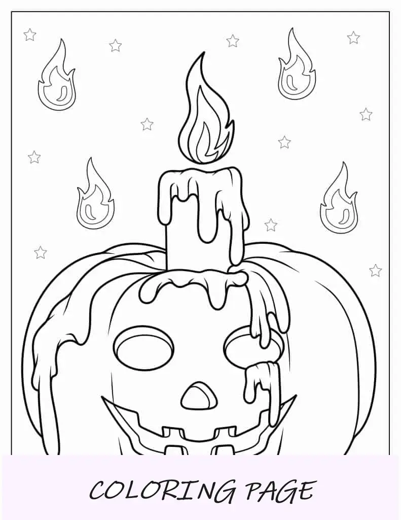 Lanterna Jack O com vela derretida para colorir