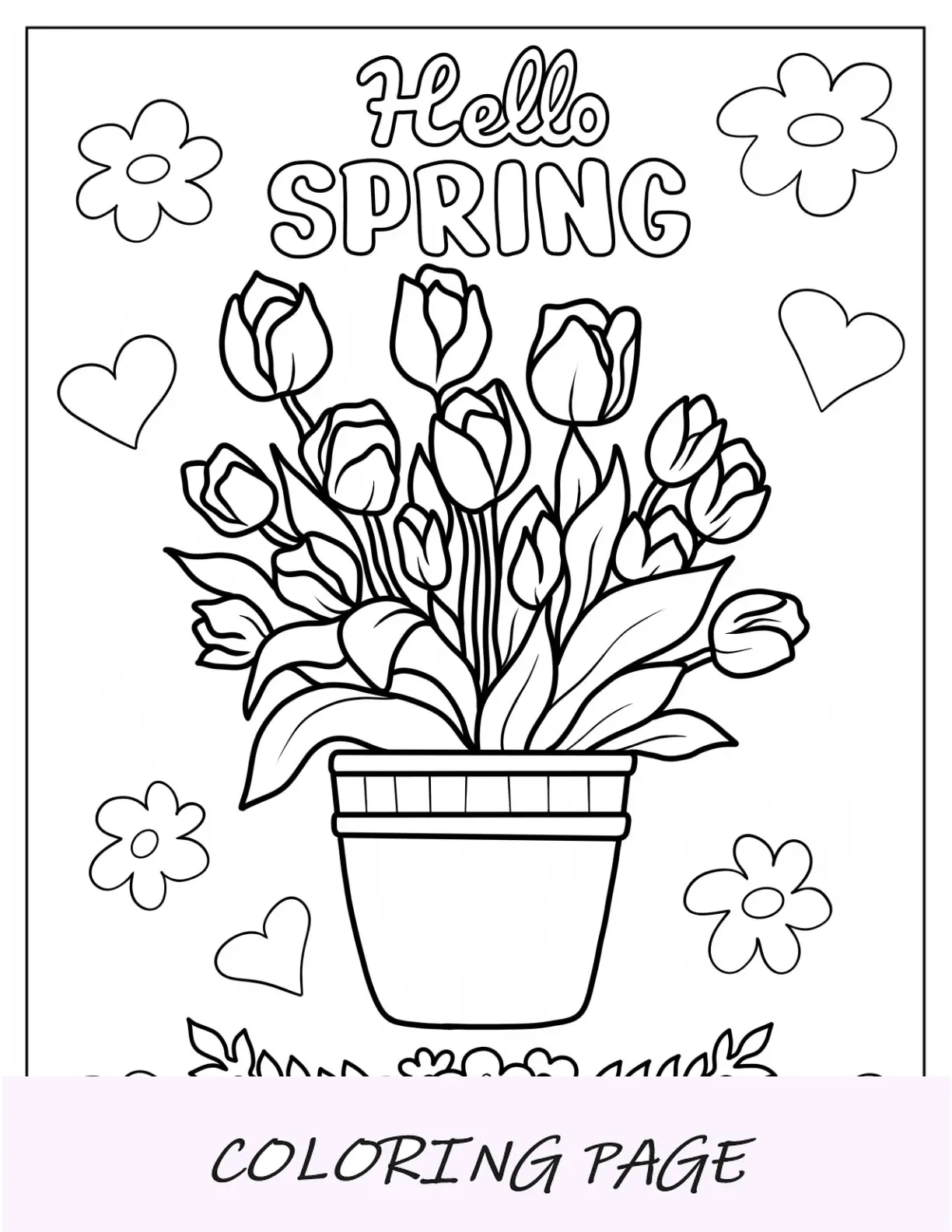 Ciao primavera da colorare pagina Bouquet di fiori