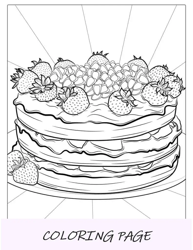 Pastel De Fresa Página Para Colorear