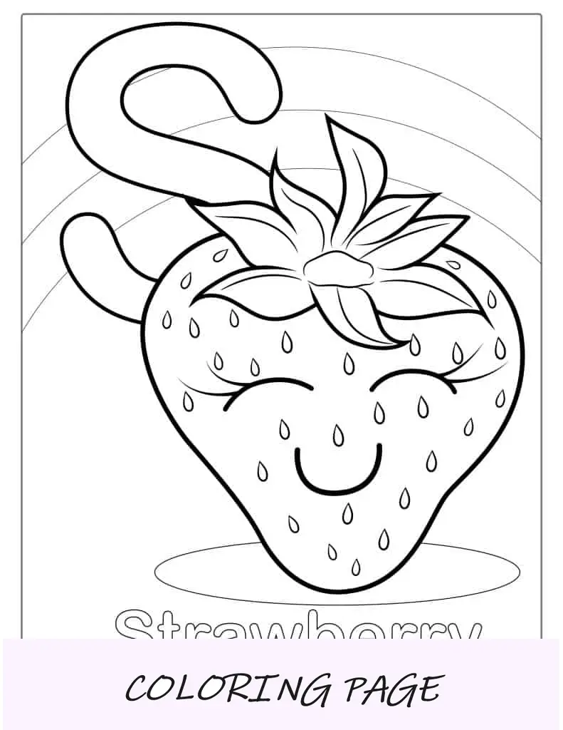 Hoja de trabajo para colorear fresas para niños en edad preescolar