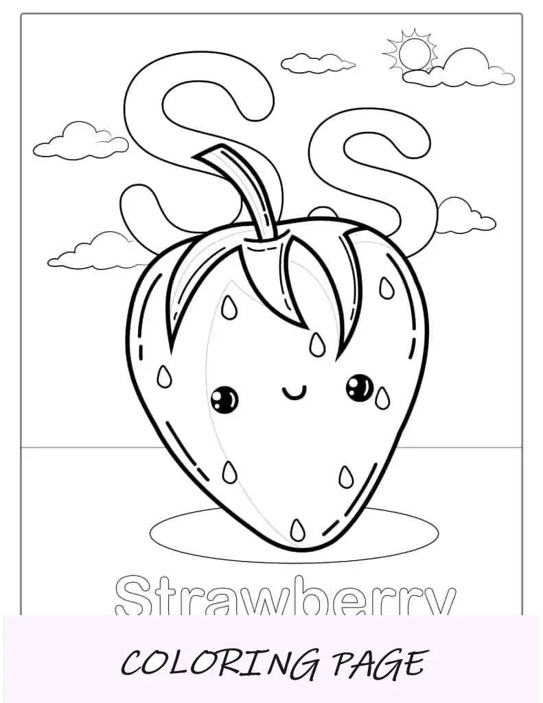 Hoja de trabajo para colorear fresas