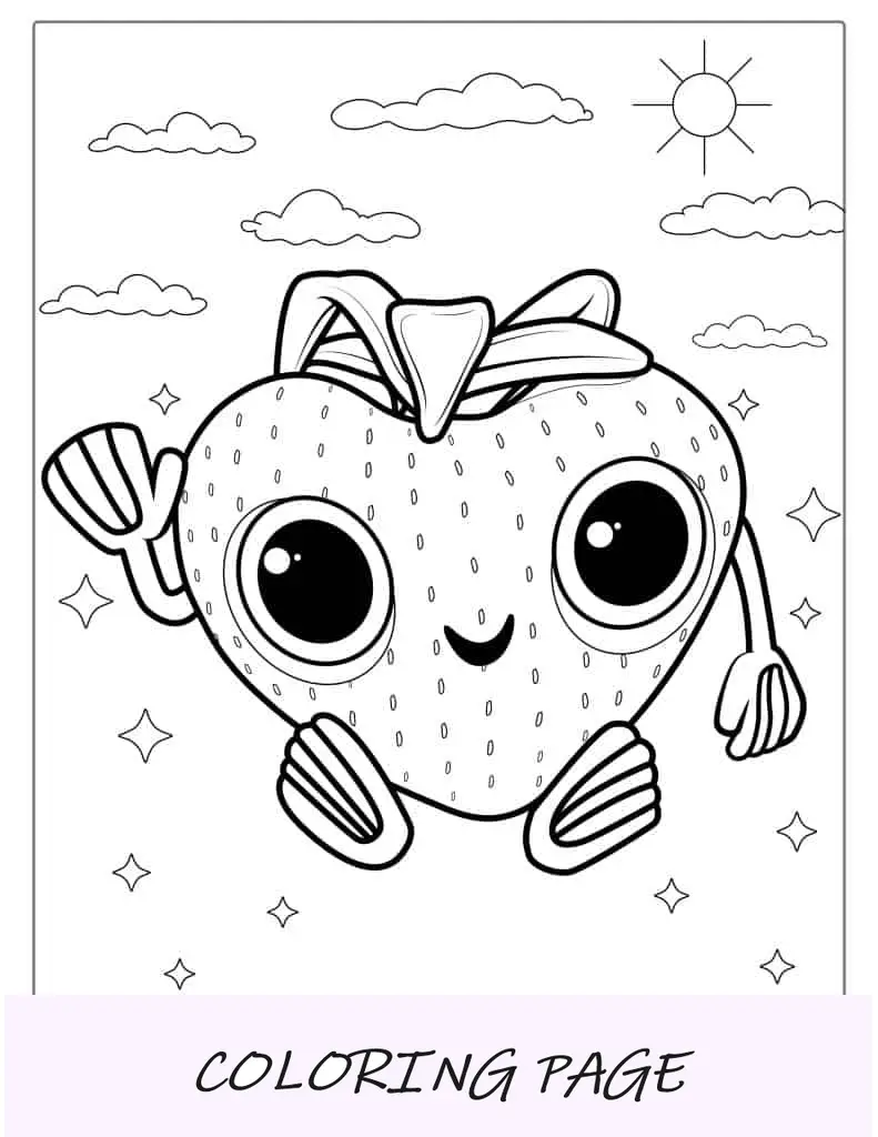 Página para colorear de fresa de dibujos animados