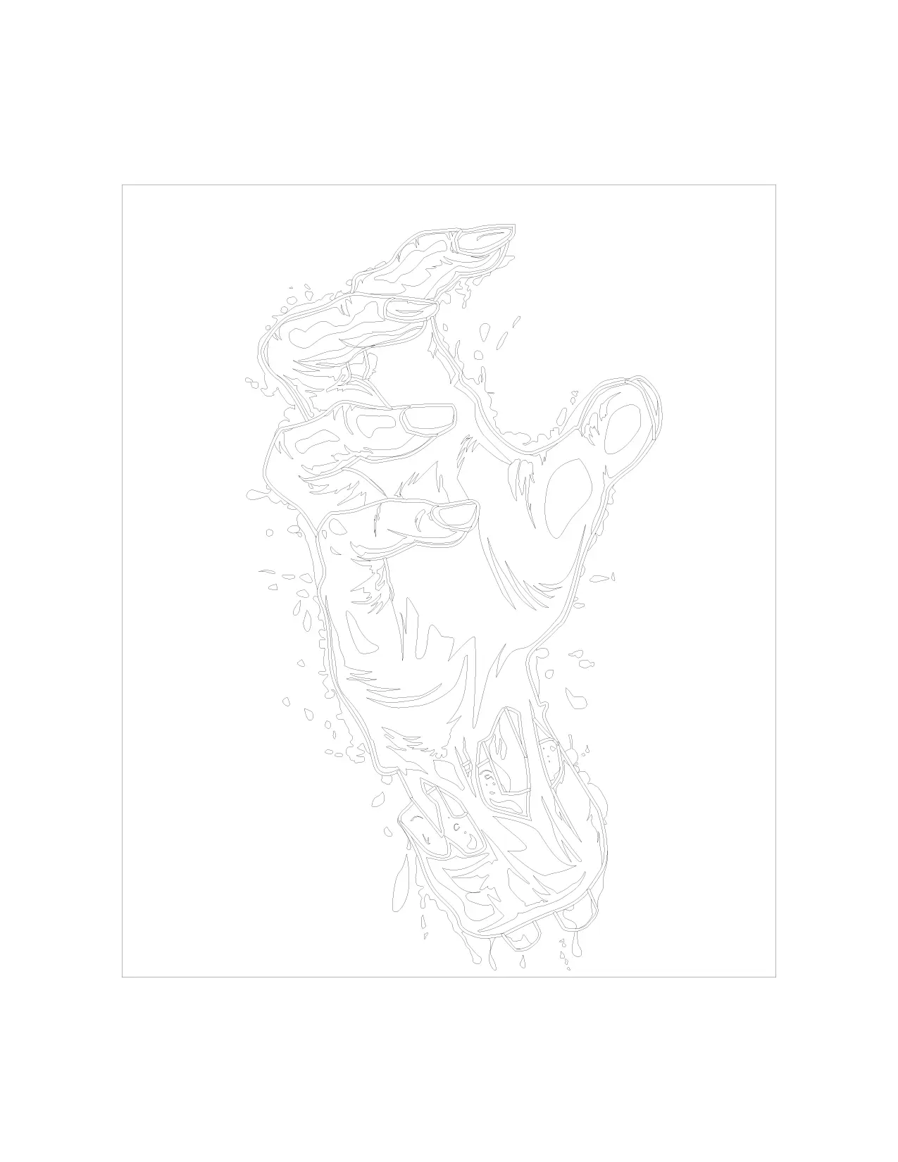 Zombie Hand Traceable Coloring Page