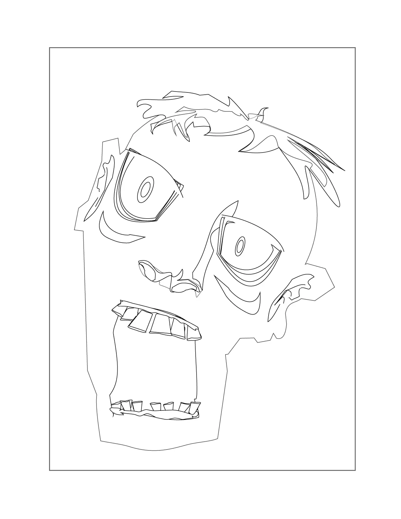 Zombie Face Coloring Page