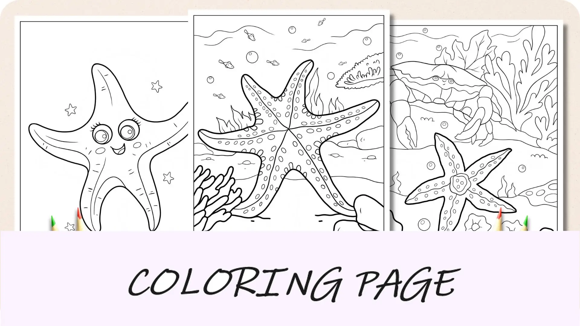 Desenhos para colorir de estrelas do mar