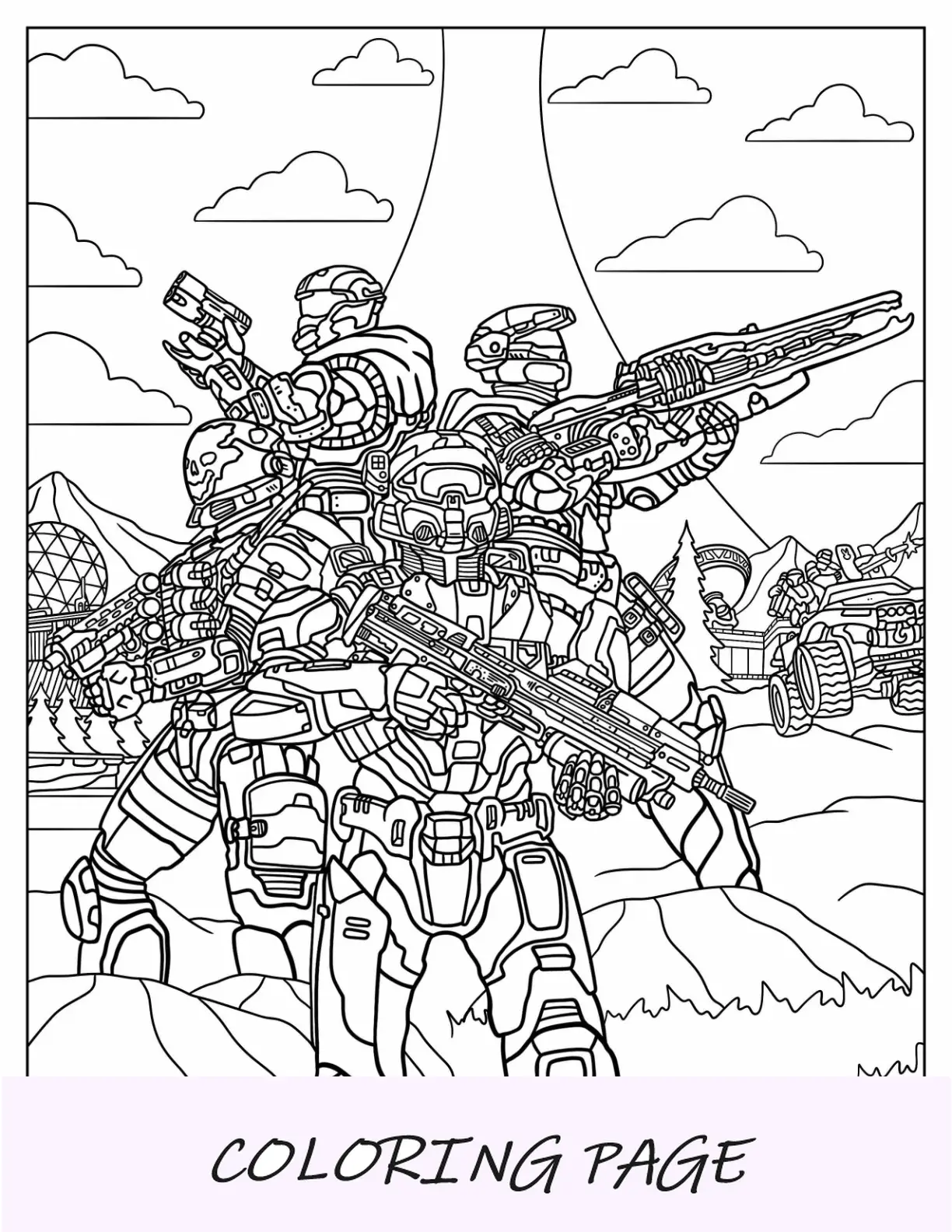 Página para colorear de Halo del modo multijugador infinito