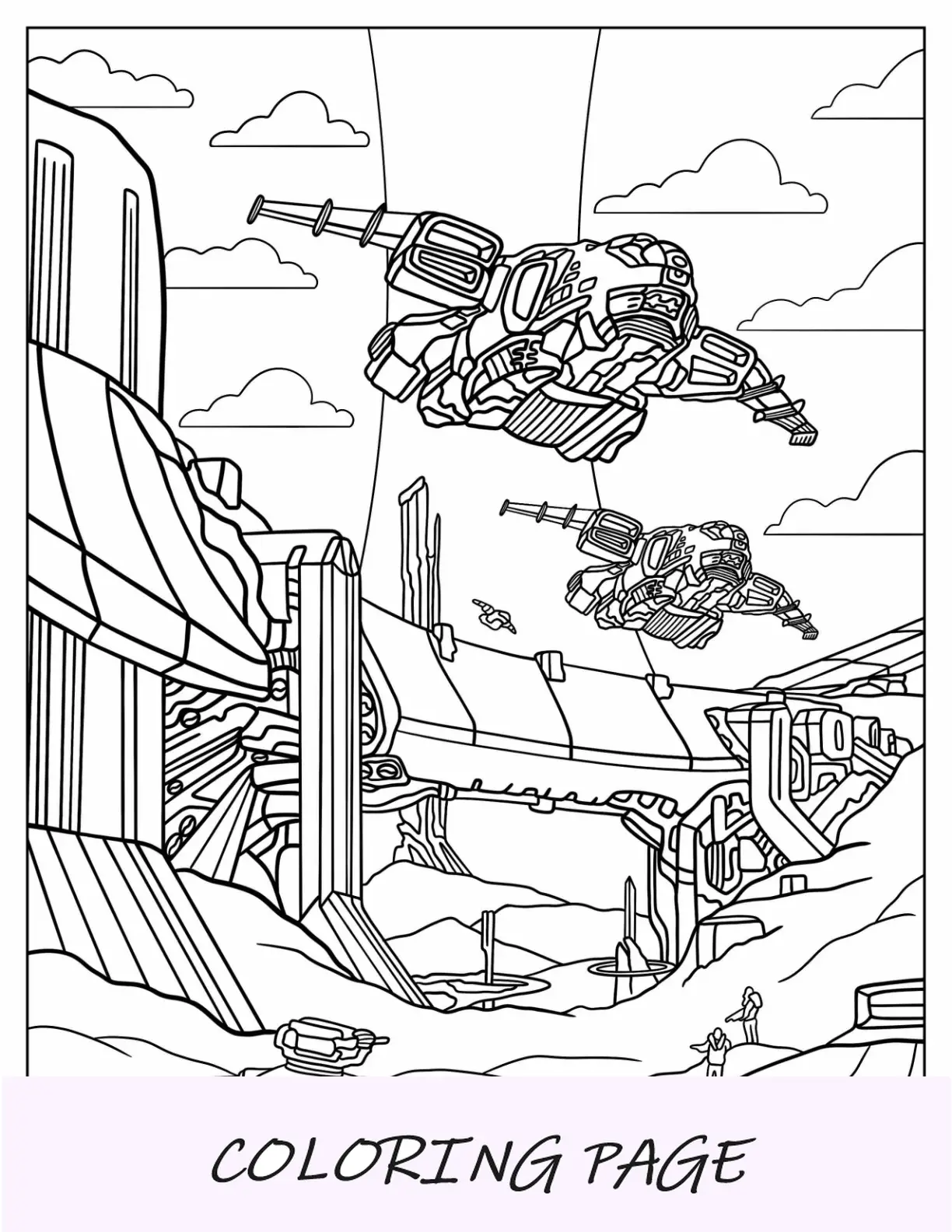 Halo Para Colorear De Bravo 022 Naves En El Aire