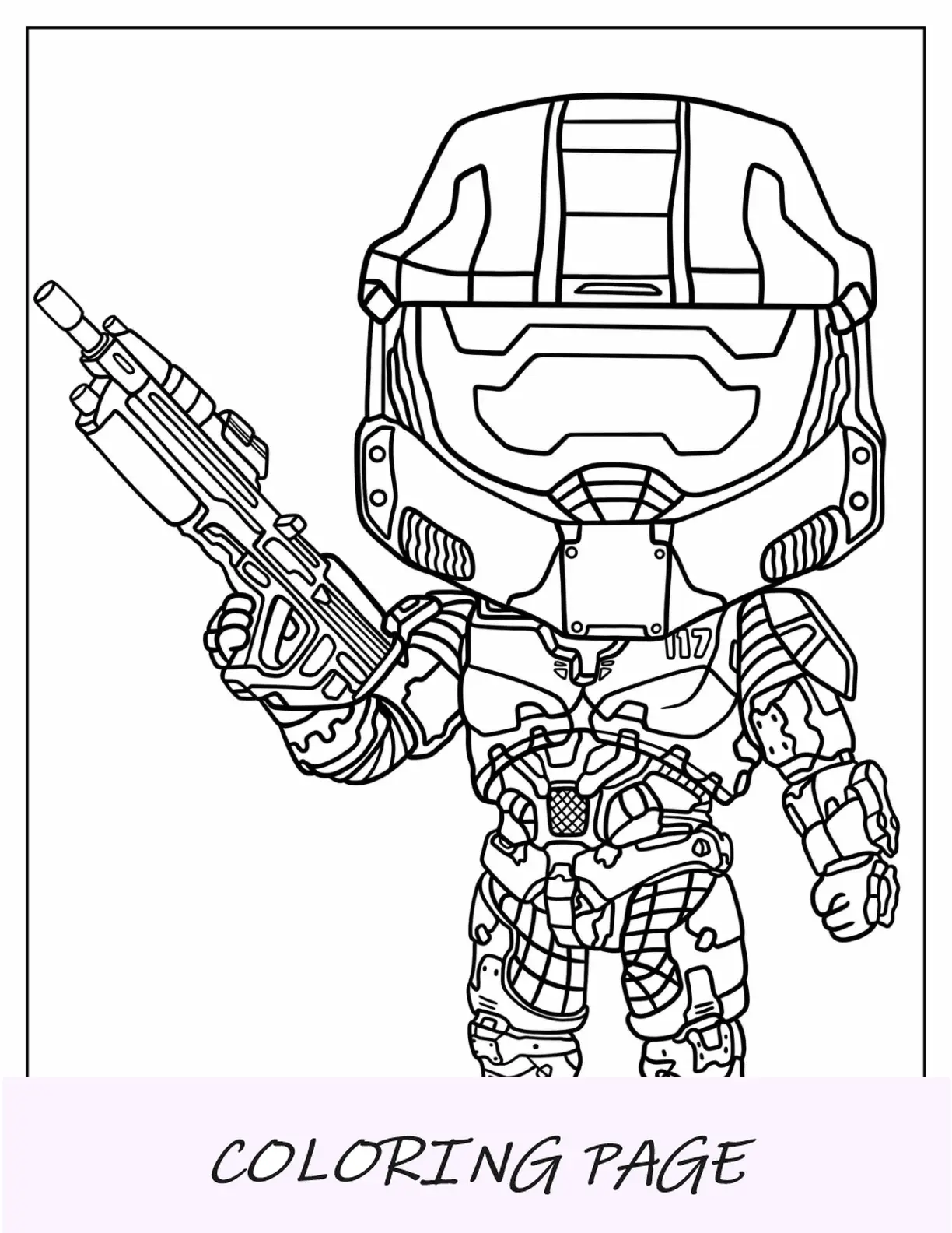 Pagina Para Colorear De Chibi Halo Del Jefe Maestro Para Ninos