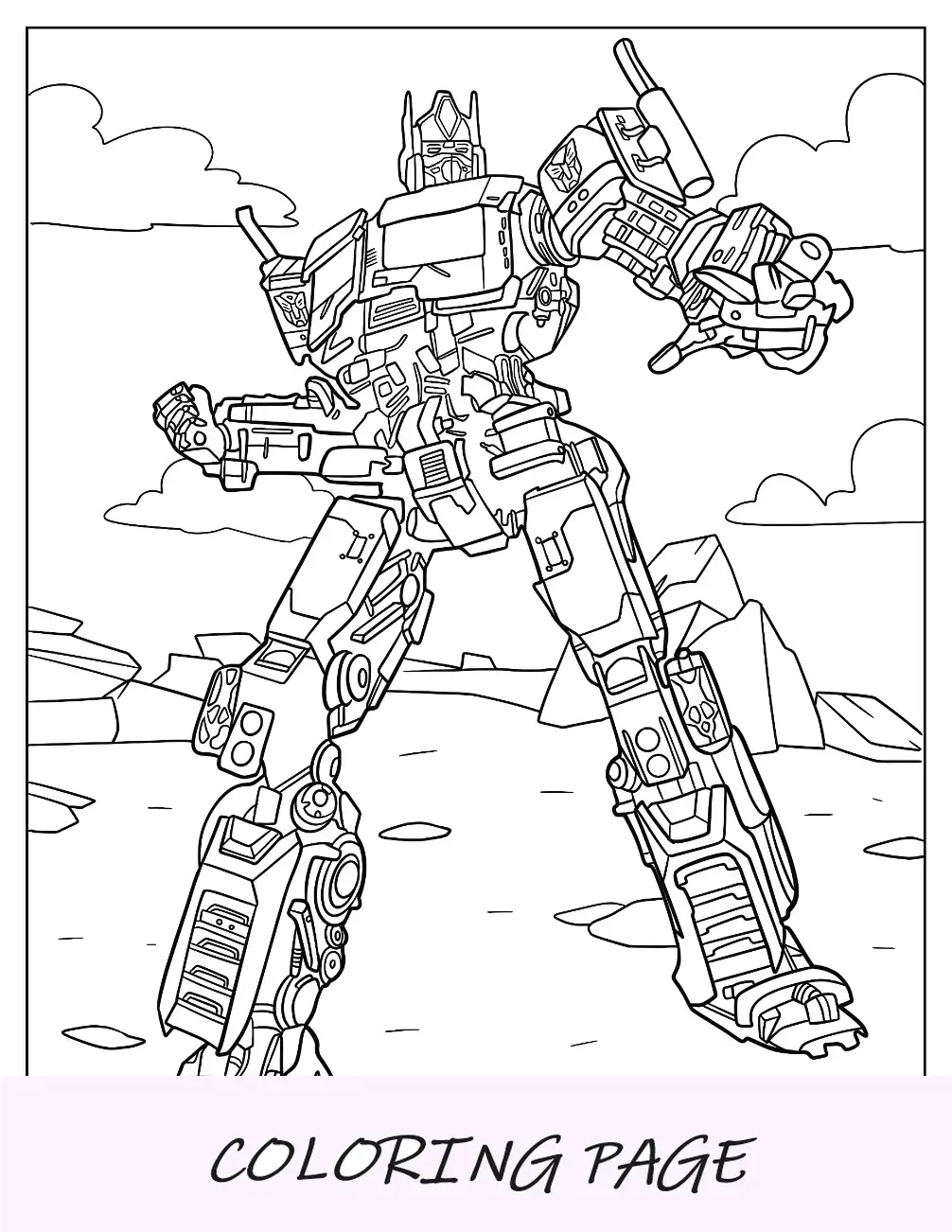 Desenho intrincado da página para colorir do Optimus Prime
