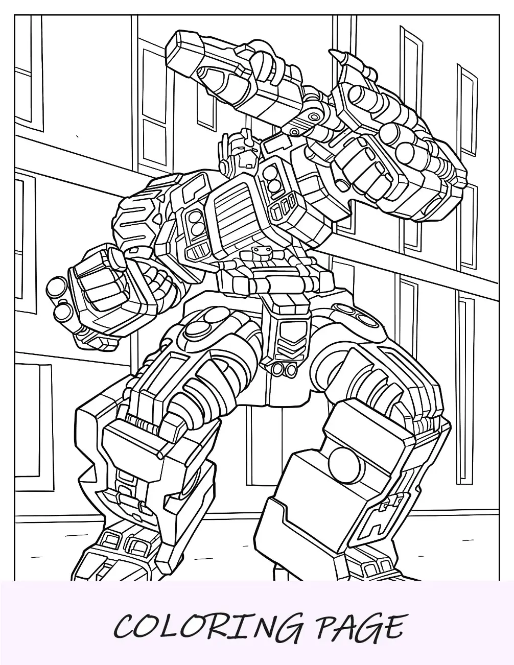 Página para colorir do Optimus Prime usando Ion Blaster na batalha