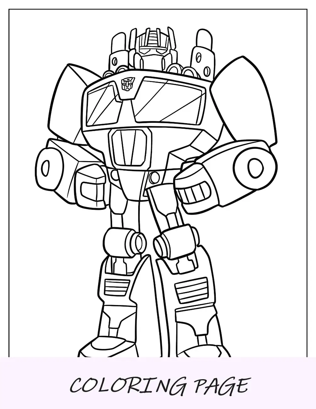 Desenho fofo de Optimus Prime para colorir para crianças em idade pré-escolar