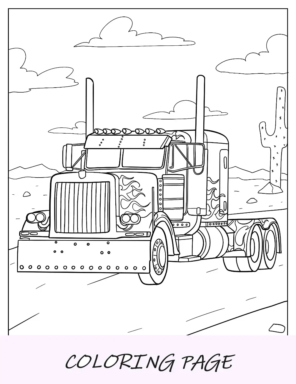 Formulário de caminhão de página para colorir Optimus Prime realista