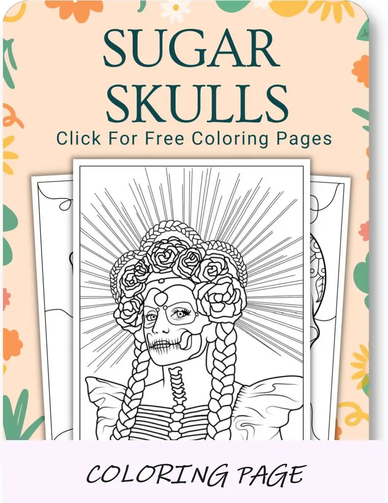 Páginas para colorear de calaveras de azúcar para adultos