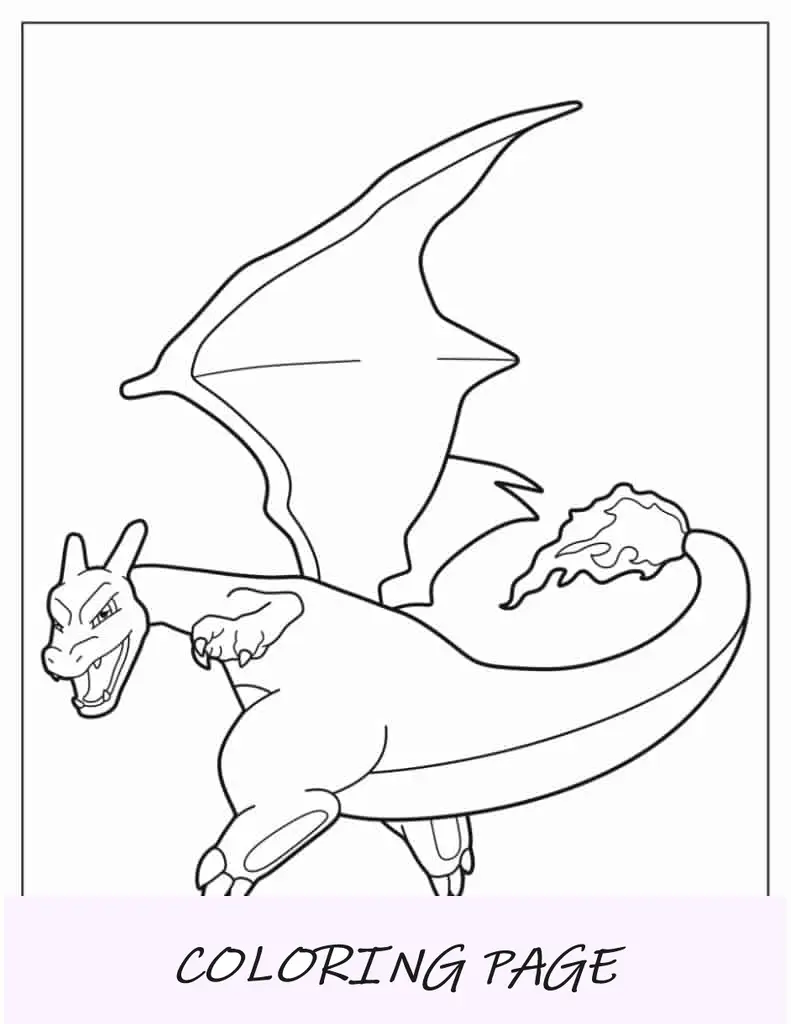 Fácil esquema para colorear de Charizard para niños(1)