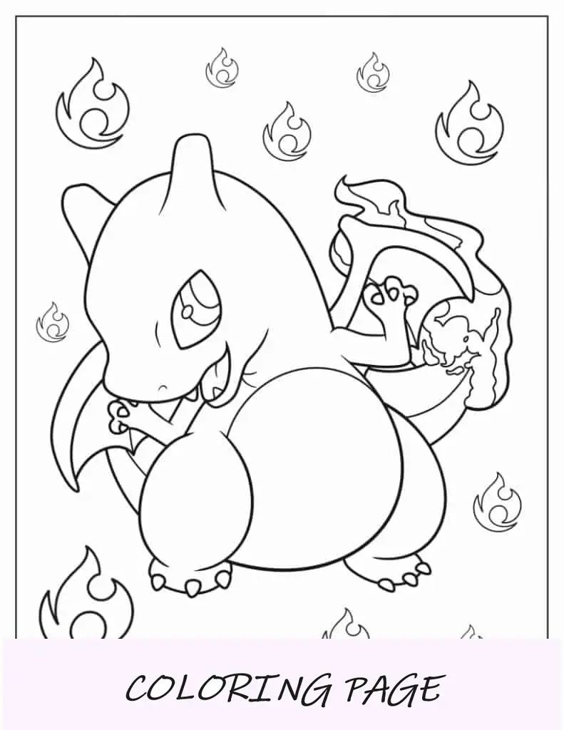 Lindo Chibi Charizard Para Colorear