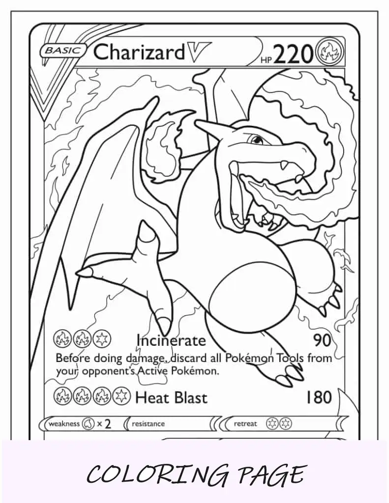 Página Para Colorear De Cartas Pokemon Charizard