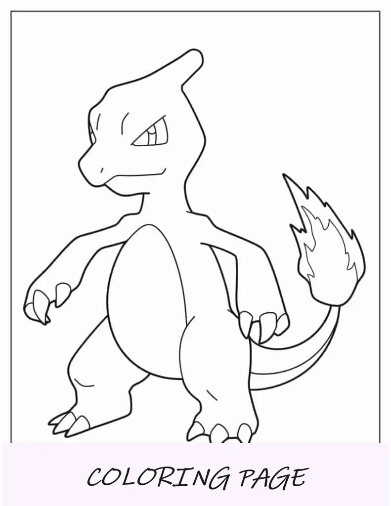 Coloración simple del esquema de Charmeleon para niños en edad preescolar