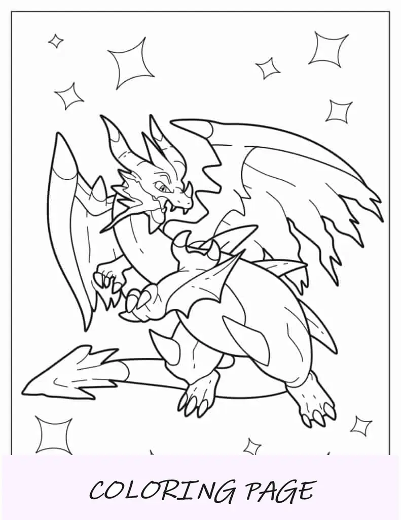 Mega Charizard X Para Colorear