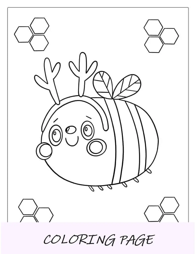 Hoja para colorear de abejas fácil para niños