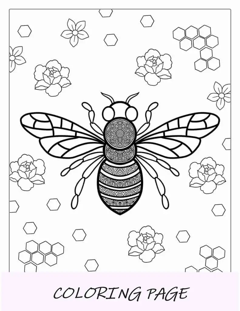 Hoja para colorear de una abeja mandala