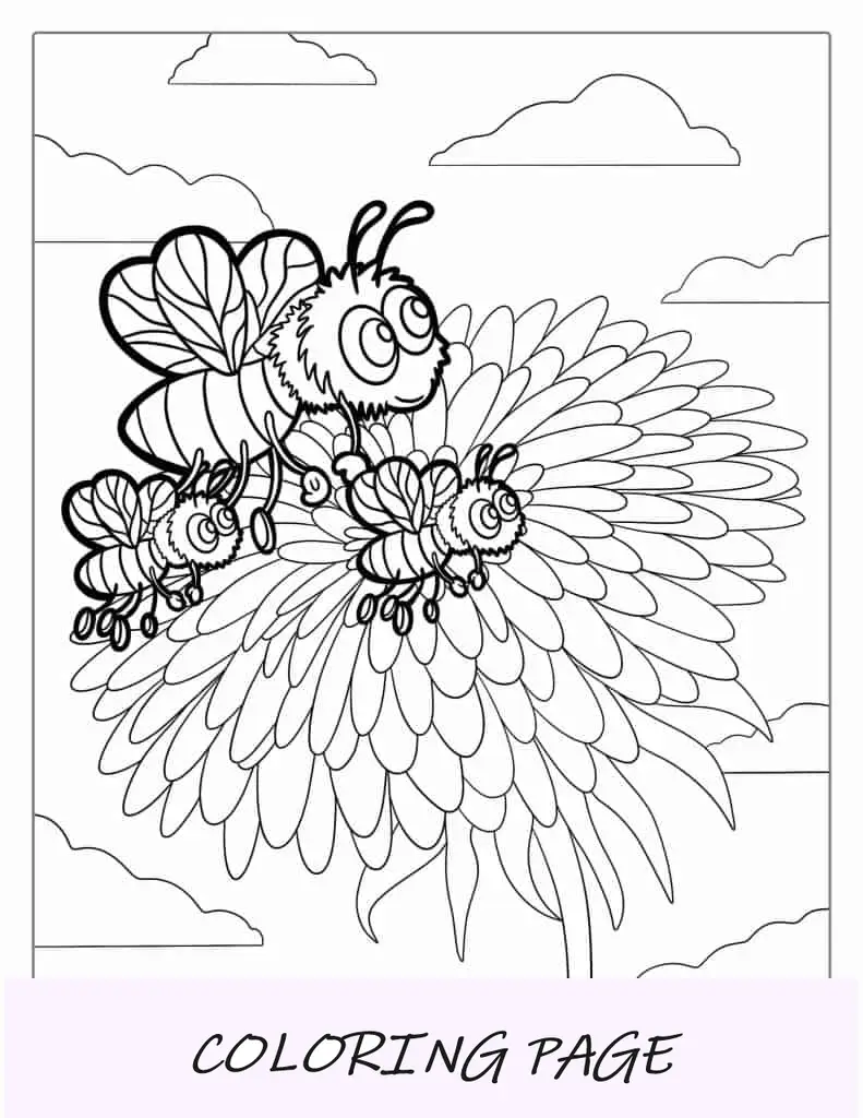 Tres lindas abejas volando junto a la flor