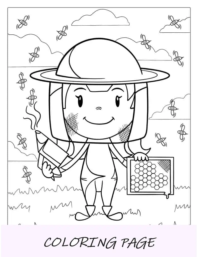 Página para colorear de apicultor para niños