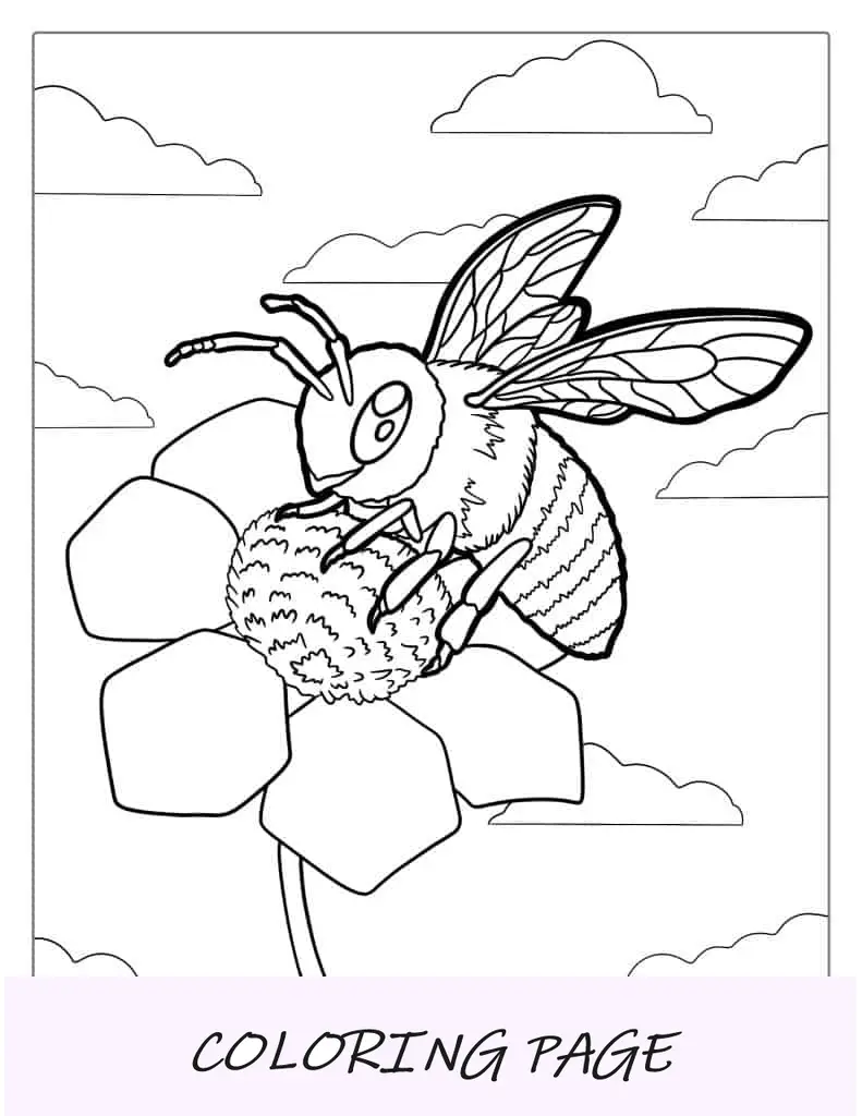 Hoja para colorear de un insecto abeja reina