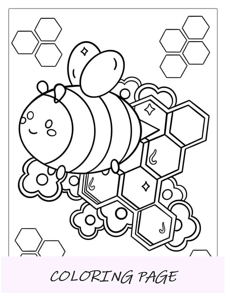 Hoja Para Colorear De Abeja Simple Con Panal