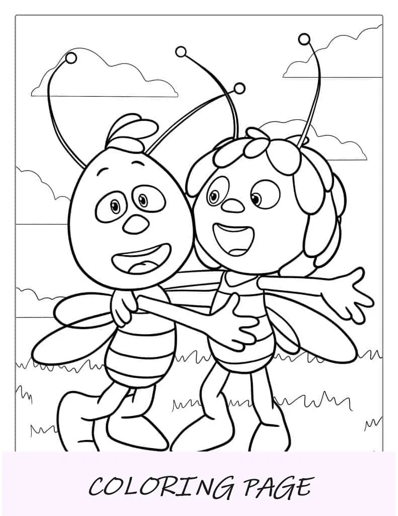 La Abeja Maya Con Amigos Para Colorear