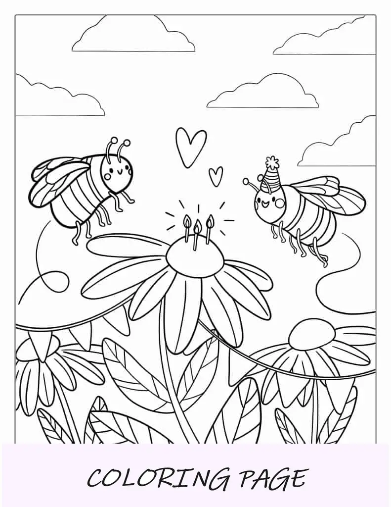 Dos abejas volando sobre flores de margaritas
