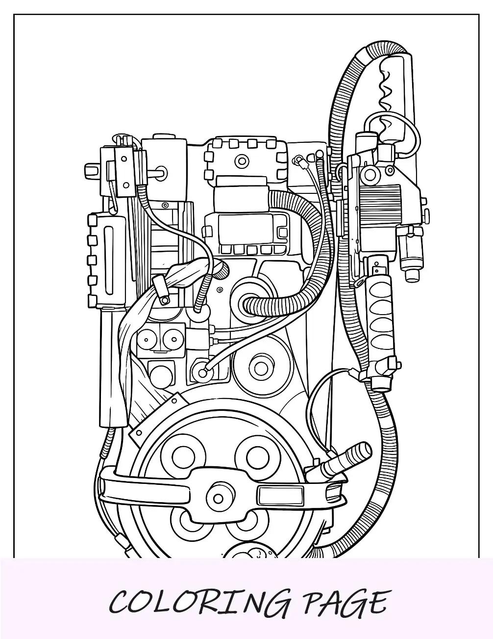 Página detallada para colorear de los Cazafantasmas del paquete de protones