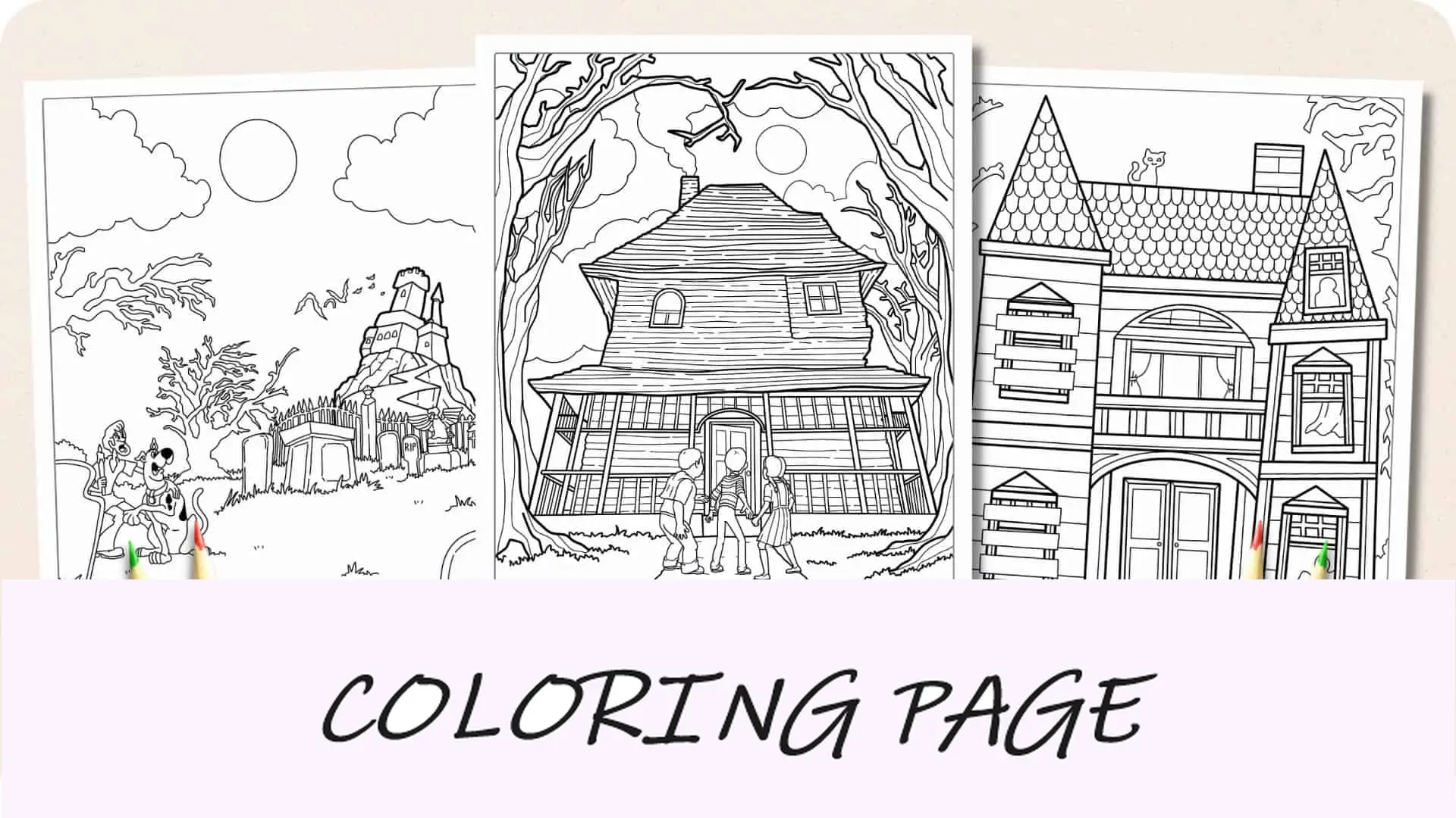Páginas para colorir de casa assombrada