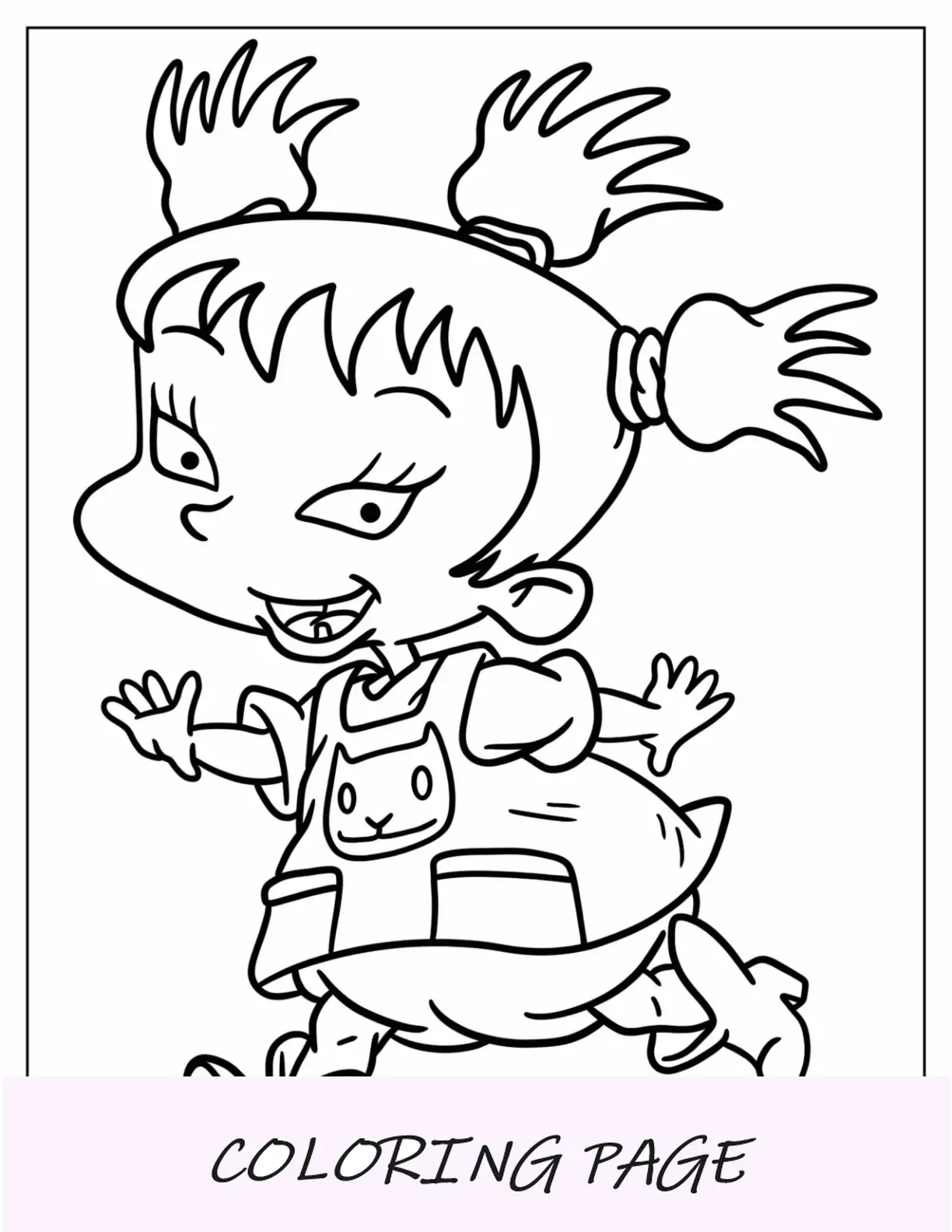 Página para colorear de Rugrats de Kawaii Kimi Finster corriendo para niños en edad preescolar
