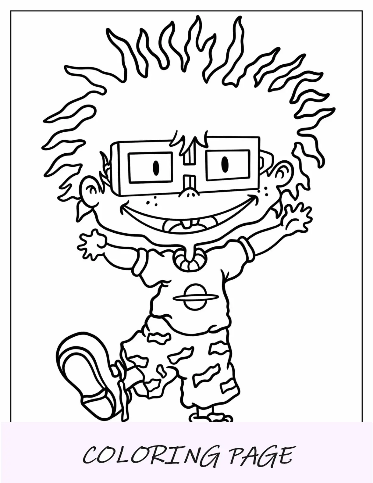 Página para colorear de Rugrats del esquema simple de Chuckie Finster para niños