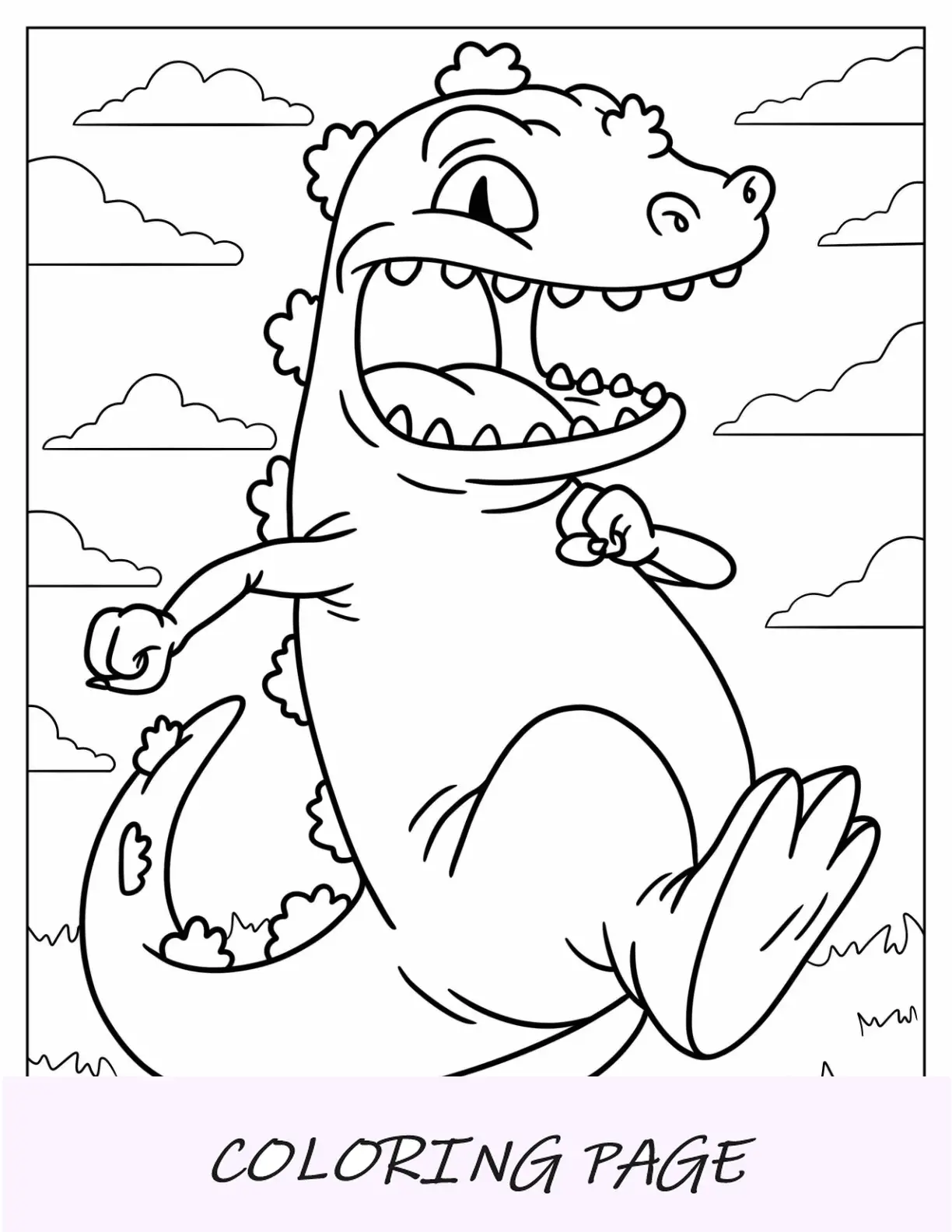 Dibujos Para Colorear De Rugrats Reptar El Dinosaurio Caminando Sobre La Hierba