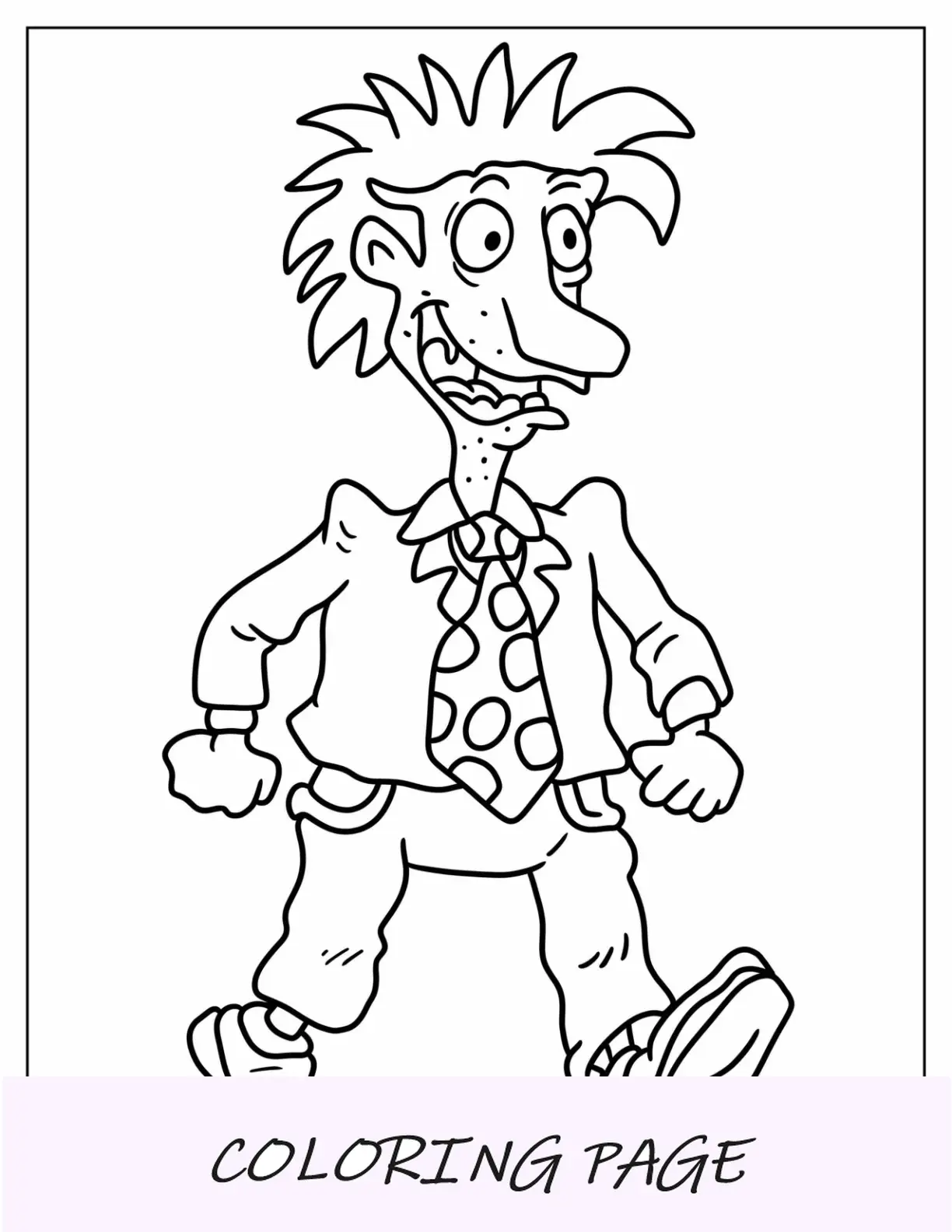 Página para colorear de Rugrats del esquema simple de caminata de Stu Pickles