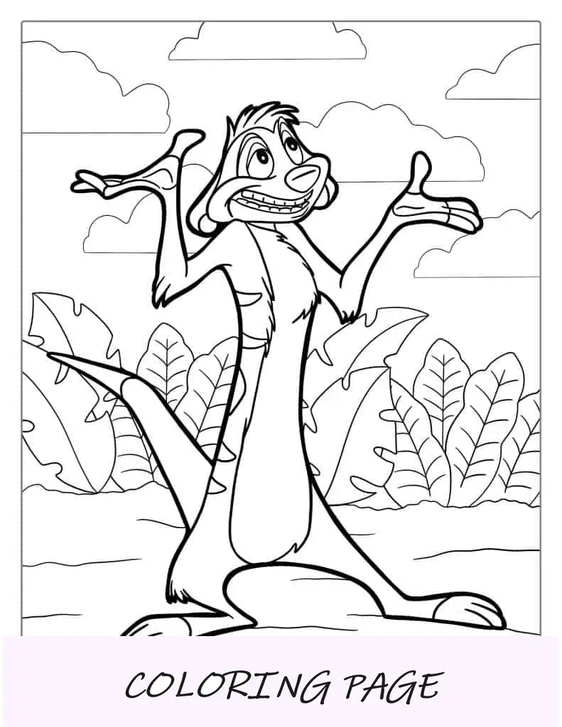 Página para colorear de Timon Suricata para niños