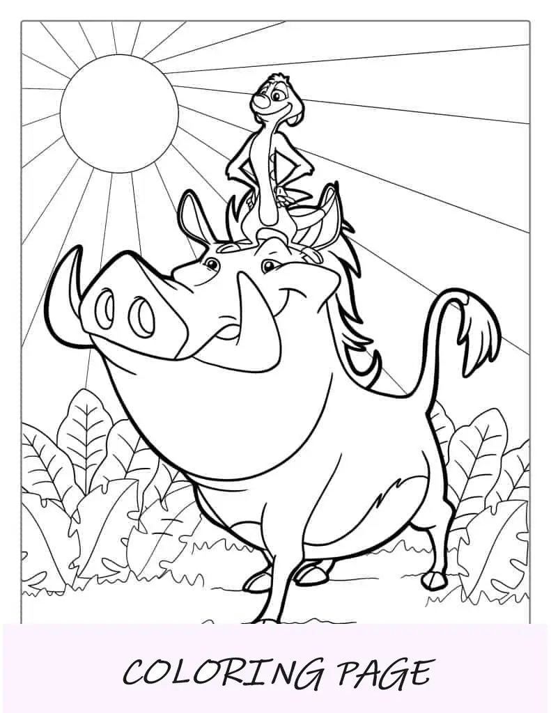 Dibujo para colorear de Timon y Pumba Hakuna Matata