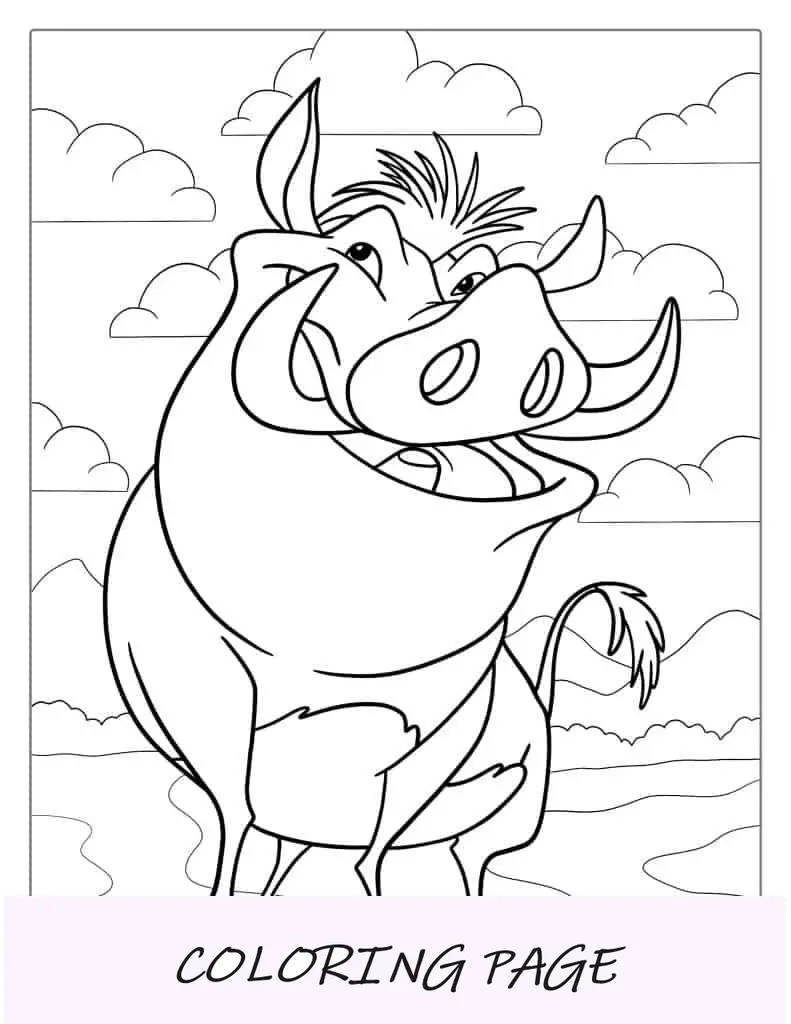Página para colorear de Pumba para niños