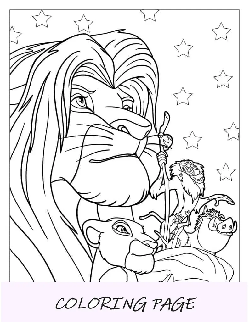 Personajes populares del Rey León para colorear